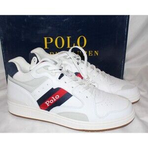 POLO RALPH LAUREN Court Low-Top Sneaker Sz 12 BLUE WHITE RED NIB‎